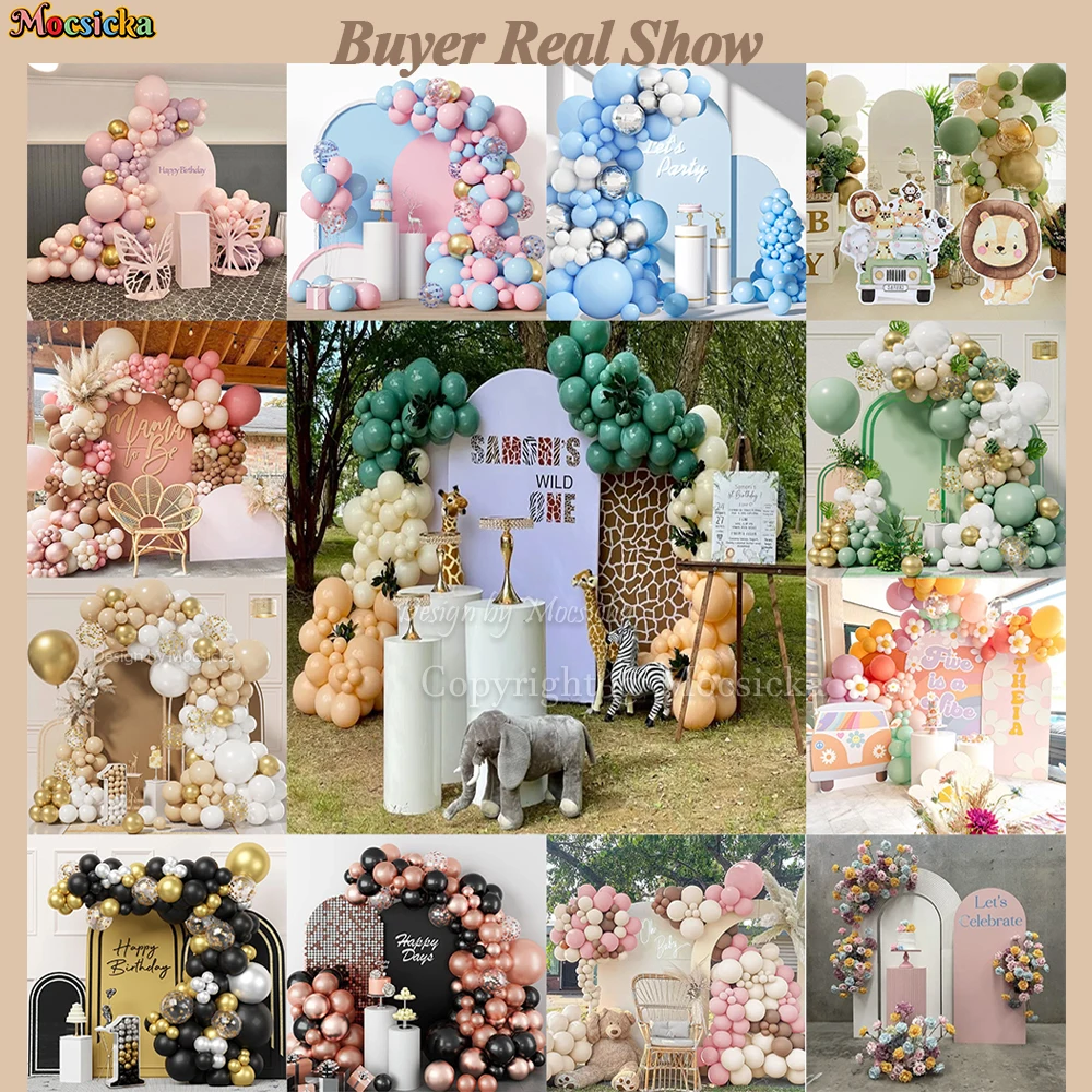 Dreamy Carousel Background Double-sided Arch Customized Boy Girls Birthday Party Backdrop Decor Gold Shiny Balloon Photobooth