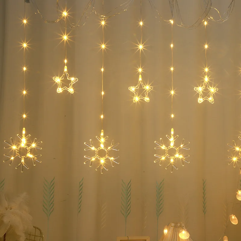 1PC Starry Moon Curtain Light Ramadan Atmosphere Decorative Light USB Eight Modes Romantic Creative Warm White Light String