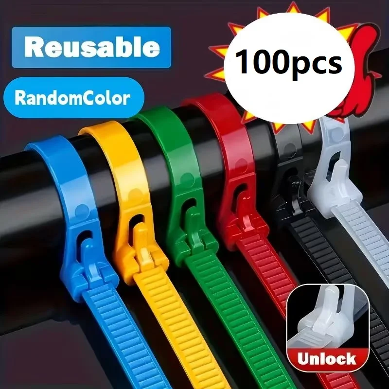 100pcs Reusable Self-Locking Nylon Cable Ties Multi-Purpose Space Saving Cable Management Solution for Home Office Use