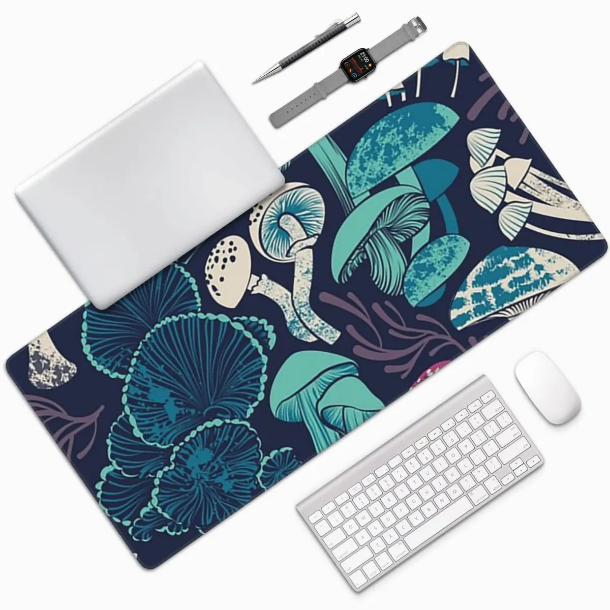 

Mushroom Dark Vintage Pattern Large Mouse Pad Computer Keyboard Mouse Mat Gamer PC Laptop Desk Mat Office Accessories Table Mats