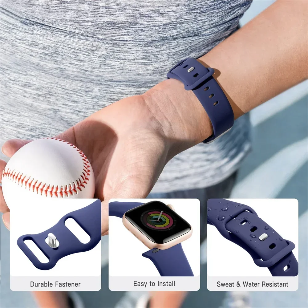 Silicone Strap For Apple Watch Band 44mm 40mm 45mm 41mm 42-38mm sport wrist bracelet iwatch series 8 7 se 3 4 5 6 9 ultra 2 49mm image 5