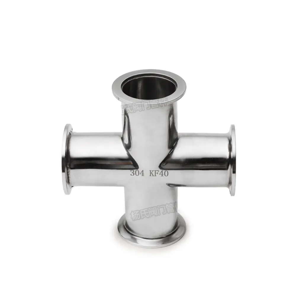 KF-10/16/25/40/50 Vacuum Tri Clamp Reducer Cross 4 Ways SUS304 Stainless Sanitary Pipe Fitting Beer Brewing Diary Product