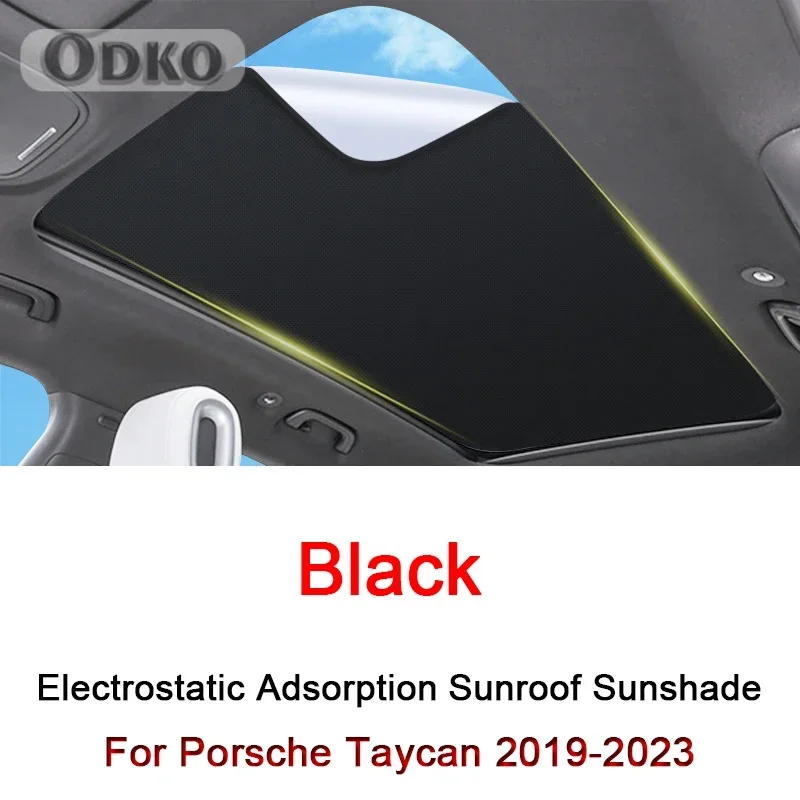 Car Electrostatic Adsorption Sunroof Sunshade Fit For Porsche Taycan 2019-2023 Heat Insulation Skylight Sticker Auto Accessories