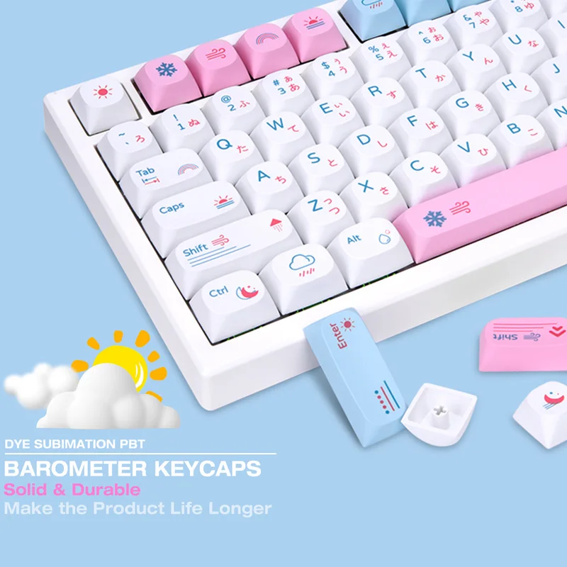 

PBT Barometer Japanese Keycap Set 132Keys XDA Profile Dye-Sublimation Key caps Compatible Gateron Cherry MX Switches