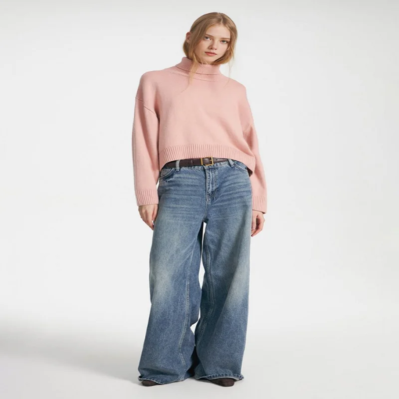 

High-Neck Solid-Color Sweater For Autumn And Winter Soft Comfortable Casual Knitwear Fashion Pullover Woman Clothes Loose Tops