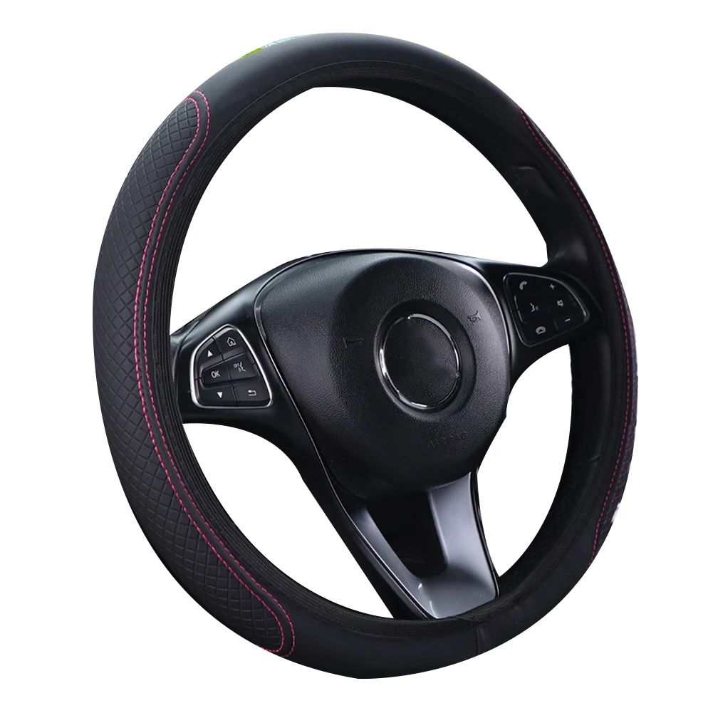 Car Interior Steering Wheel Cover Steering Wheel Cover 37-38cm Anti Slip Breathable Car Accessories Easy To Clean