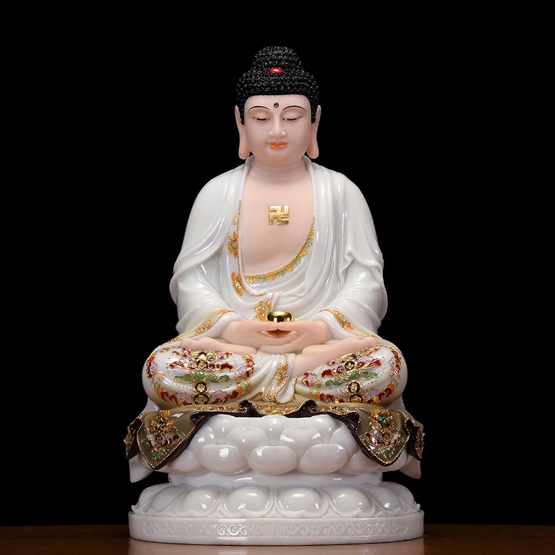 Hot sale  High grade jade color gilding Sakyamuni Buddha statue Buddhism Amitabha HOME shrine Effective