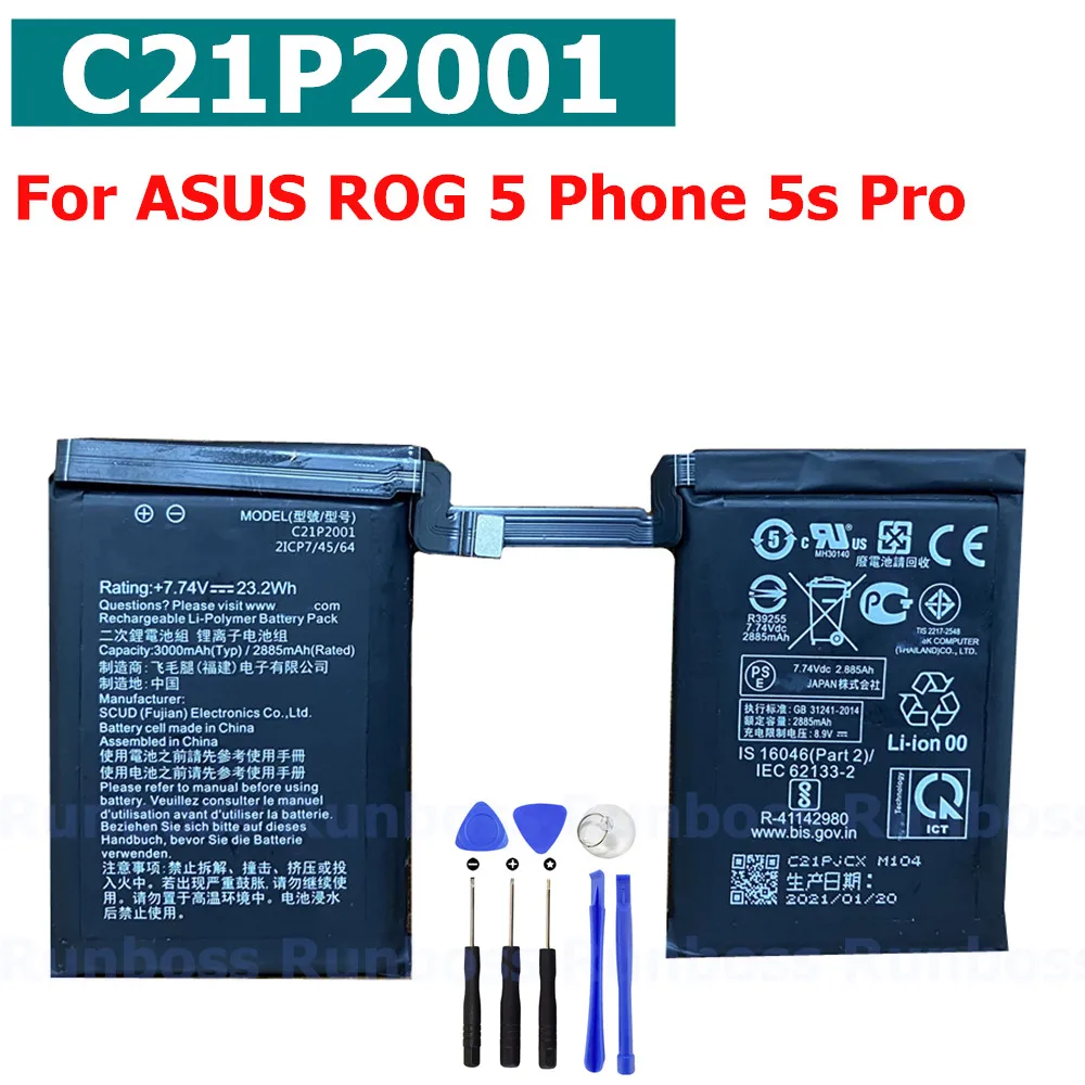 New Original C21P2001 6000mAh Battery for ASUS ROG Phone 5 5s Pro ZS673KS I005DA I005DB High Quality Cell Phone Batteries