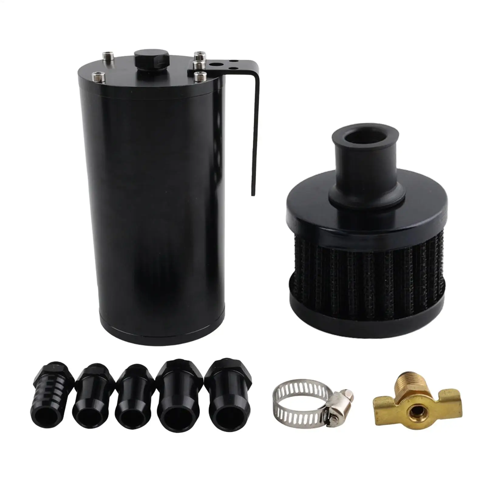 Baffled Oil Catch Can Aluminum Alloy High-Flow Drain Filter Breather Oil Catcher for Automotive Bike Car Motorcycle Engine