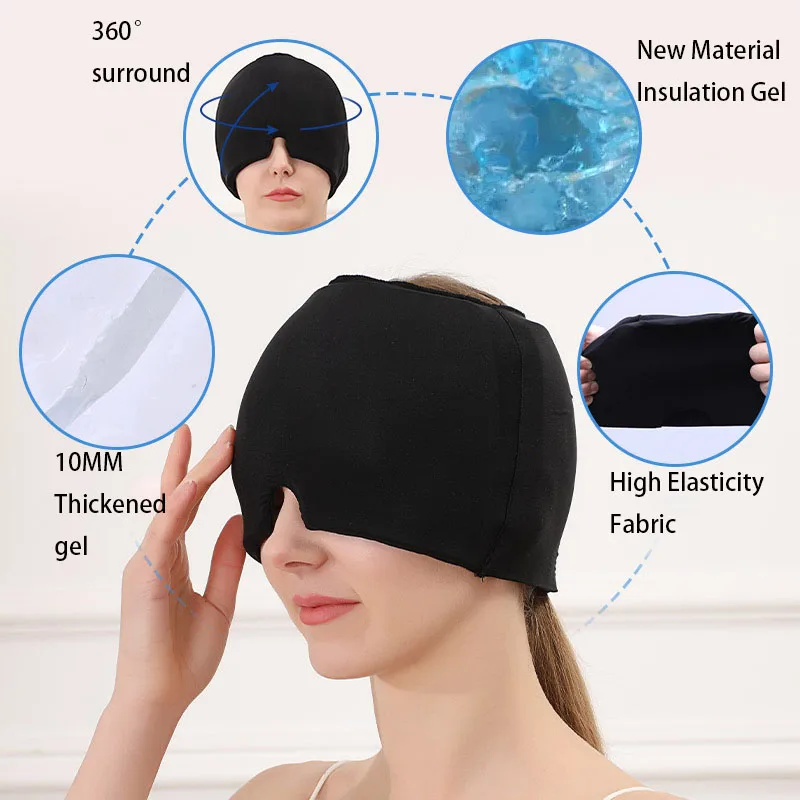 Ice Compress Hood Migraine Relief Cap Cold Therapy Gel Stretchable Mask Cold Hot Compress Therapy Sinus & Stress Relax Eyes Mask