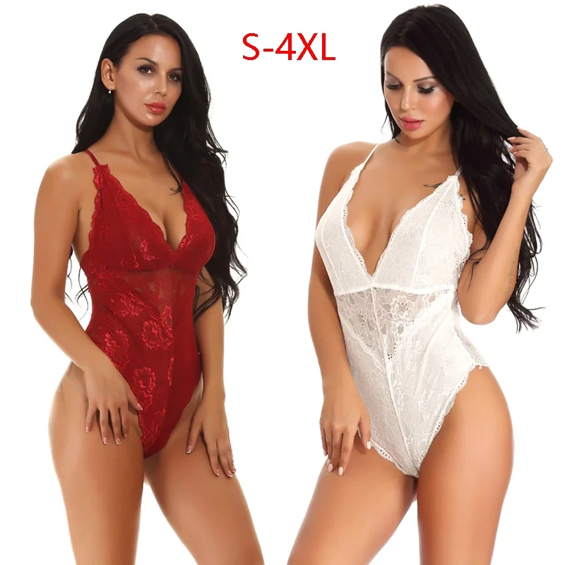 

plus Size Sexy Lace Bodysuit Jumpsuit Lingerie for plus Size Women Comfortable Fit Full Coverage Svel V-Ne Design