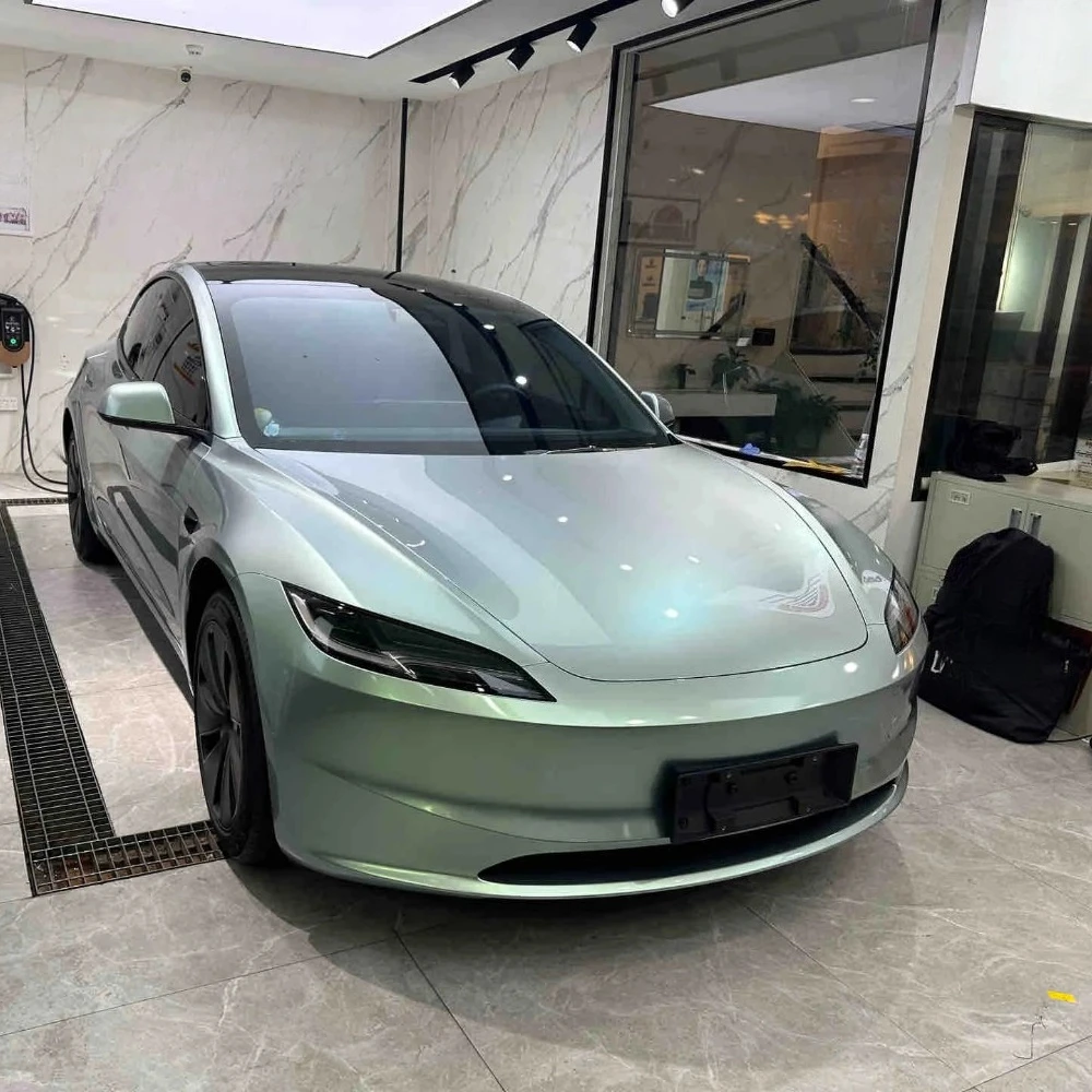For Tesla Model 3 Highland 2024 2025 2026 Pre-cut PPF 9Mil Hadlin Green Color Change Film Paint Protection Film Anti-Scratch Kit