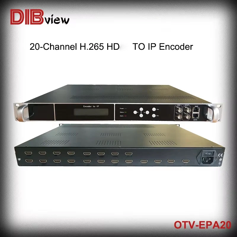 Dibview OTV-EPA20 20-channel H.264 H.265 Video encoder 1080p@60fps with 4 MPTS output for digital tv headend