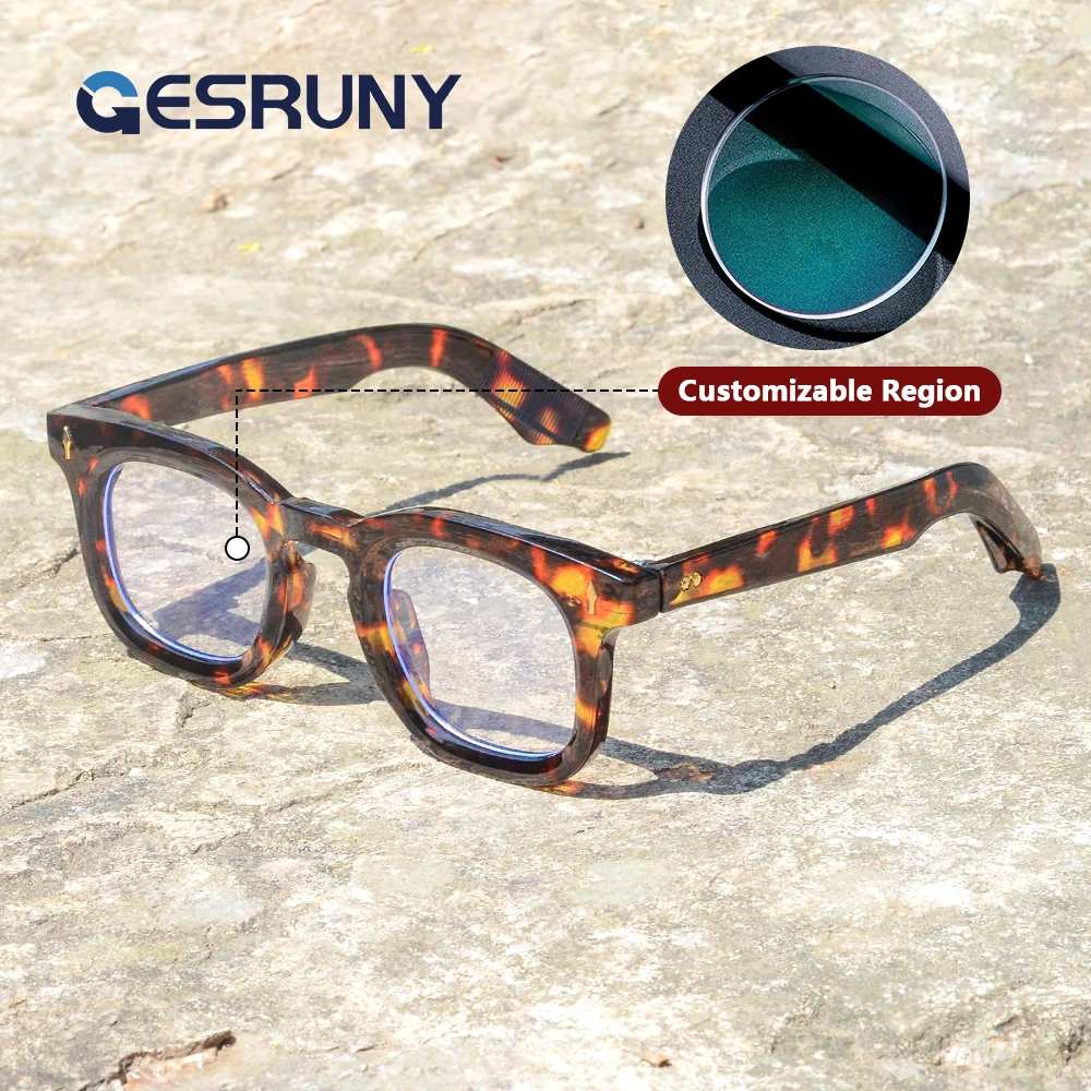 

Gesruny Vintage Classic Square Frame Customization Prescription Glasses Frames Men Women Anti Blue Light Optics Eyewear