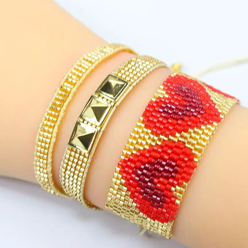 Rice bead bracelet Originality Heart Hand knitting Bohemia Adjustable Fashion Design Simple Beaded bracelet set