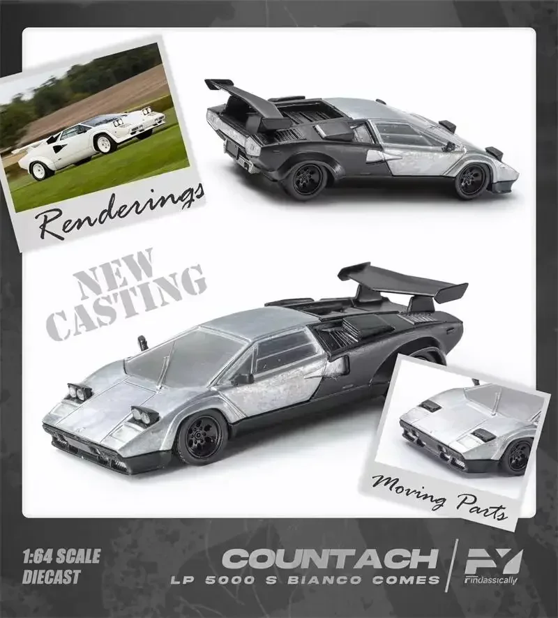 Finclassically 1:64 Countach LP 5000 GRIGIO ESTOQUE limited799 Diecast Model Car