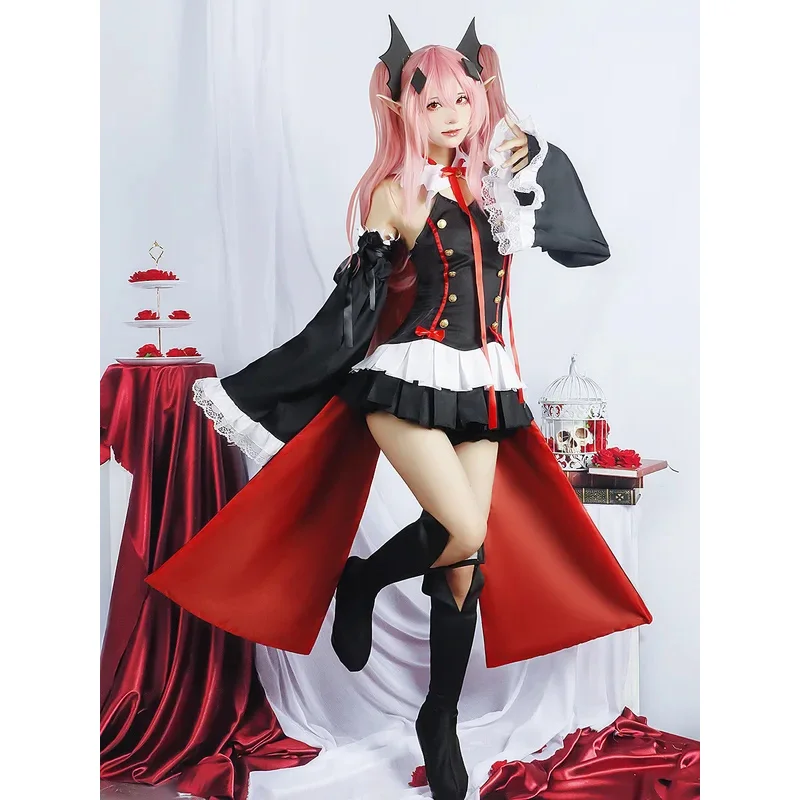 The Ending Flame Angel Cos Dress Halloween Vampire Anime Set Krulu Cosplay Clothes Girl