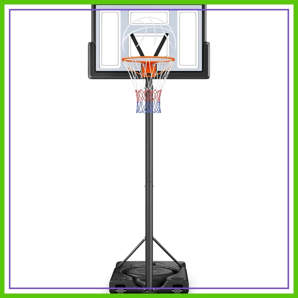 

10ft Adjustable Portable Basketball Hoop, 44 Inch Shatterproof Backboard, Large Base for Outdoor Backyard Driveway
