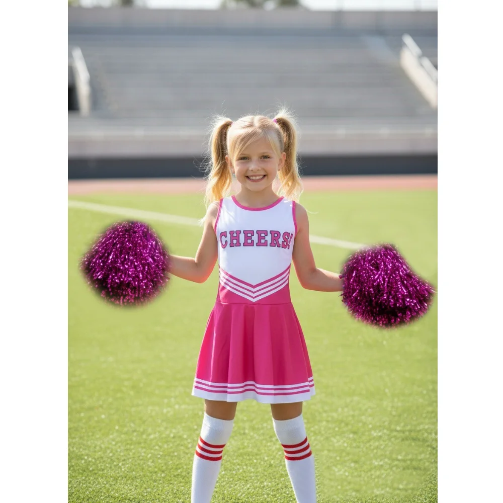 Abito da calcio elegante da cheerleader, costume da calcio in un pezzo, leggero e confortevole, per ragazze, festa, ballo, cosplay