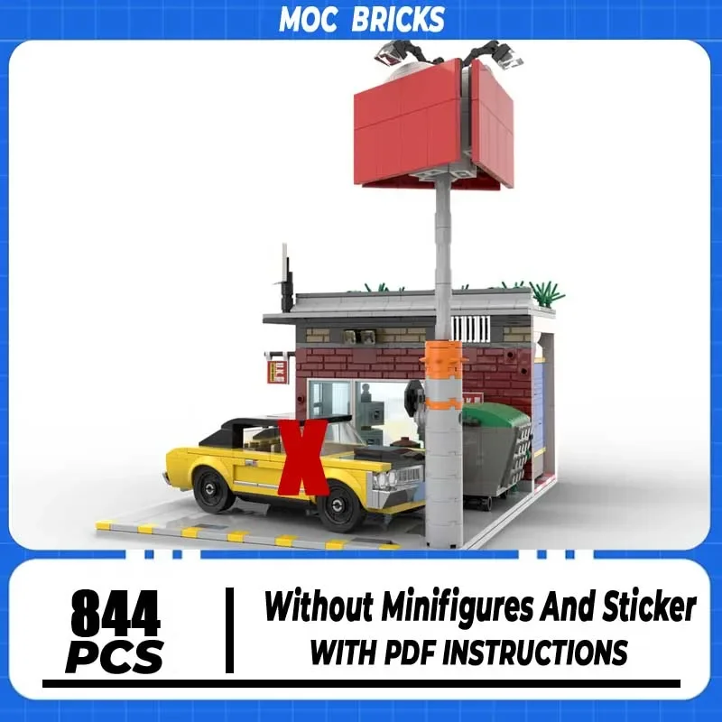 Street View Moc Building Blocks Speed Champion Drug Store Model Technology Brick DIY Assembly Construction Toy Holiday Gift