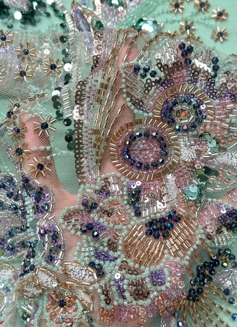 High-Quality Luxury African Embroidered Sequined Lace Fabric 2026 Nigerian Beaded Lace Fabric Suitable For Wedding Dress