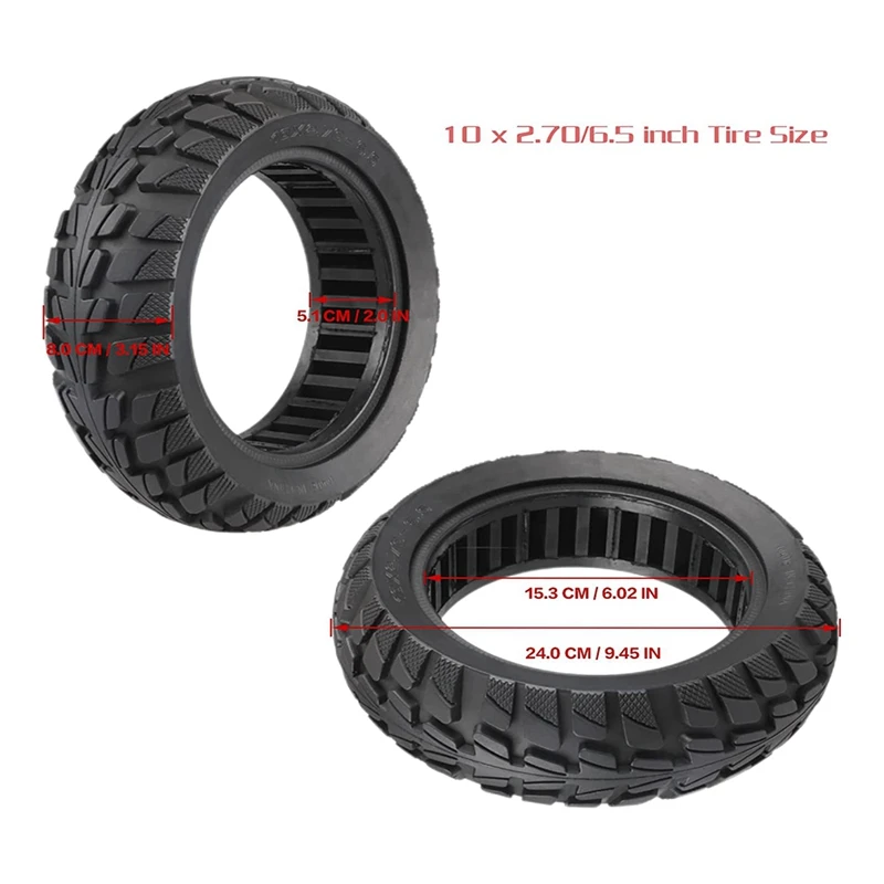●Solid Tire 10 Inch,10X2.70-6.5 Solid Tire Scooter Tubeless Puncture-Proof Tire,Explosion-Proof Solid Tires for-ROWI