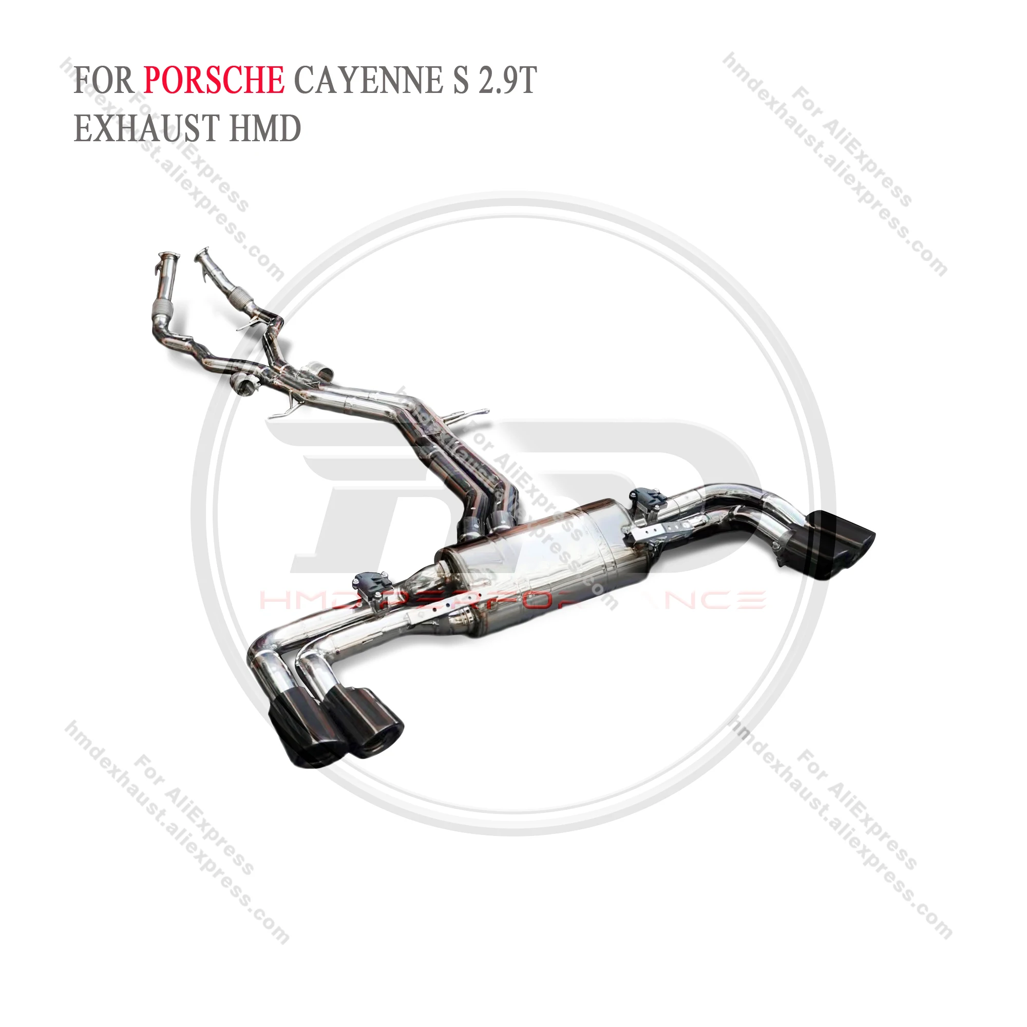 HMD Stainless Steel Performance Exhaust Catback for Porsche Cayenne S 2.9T With Middle Pipe Muffler With Valve