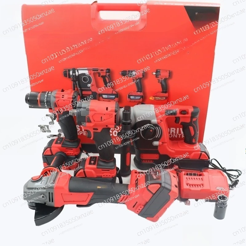 Red Cordless Electric Power Drill Machine Handheld Portable Screwdriver Impact Type Customizable Tool Sets