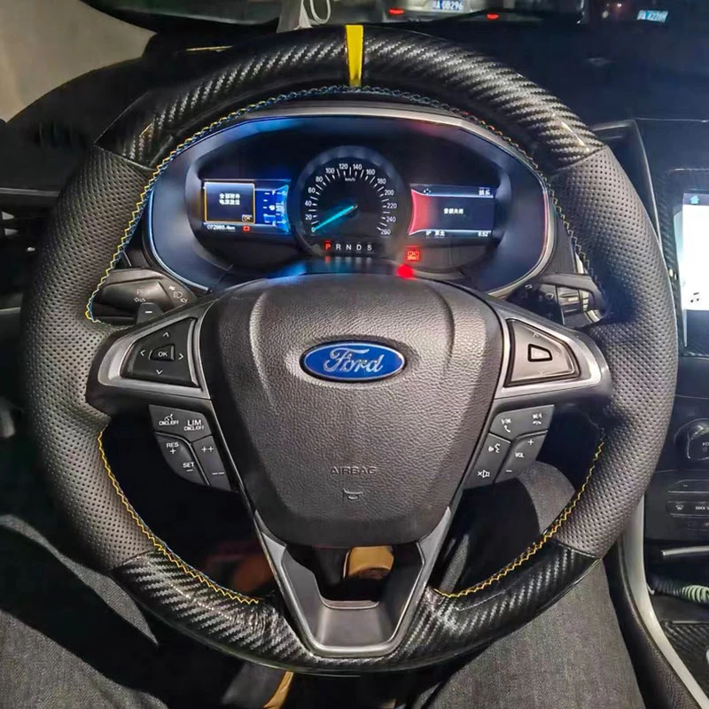 DIY Custom Microfiber Leather Car Steering Wheel Cover for Ford Fusion Mondeo 2013 2014 EDGE 2015 2016 Steering Wheel Wrap