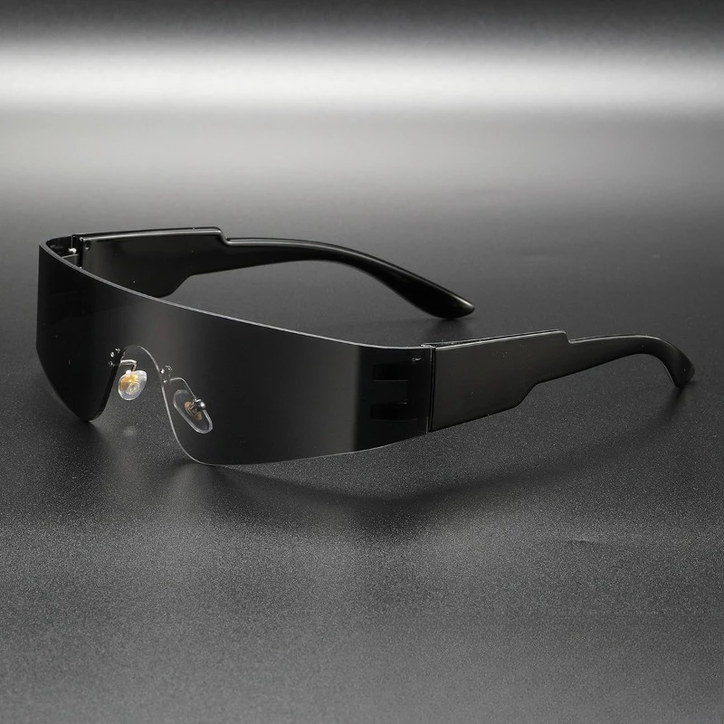Future Oriented Y2K New Fashionable One-piece Sunglasses, Surround Style Sports Punk Sunglasses