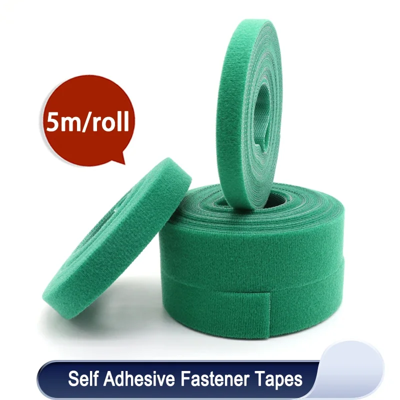 

5m/roll Cable Ties Reusable Loop Bundle Self Adhesive Green Nylon Strap Organizer Clip Wire Holder Management Fastening Tape