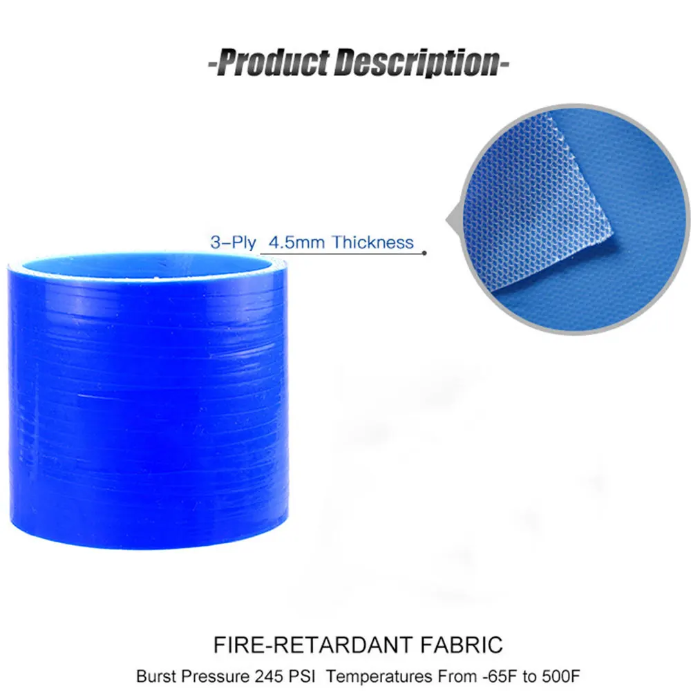 3‑Ply Braided Straight 0 Degree Silicone Hose Universal Turbo Intake Coupler Pipe 32‑102MM Parts
