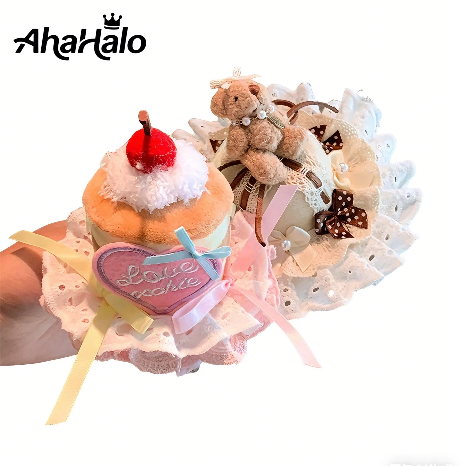 Mini Lace Birthday Hat Hairpins Lolita Cake Hair Clips for Women Girls Headwear Plush Hair Accessories for Photoshoots and Party
