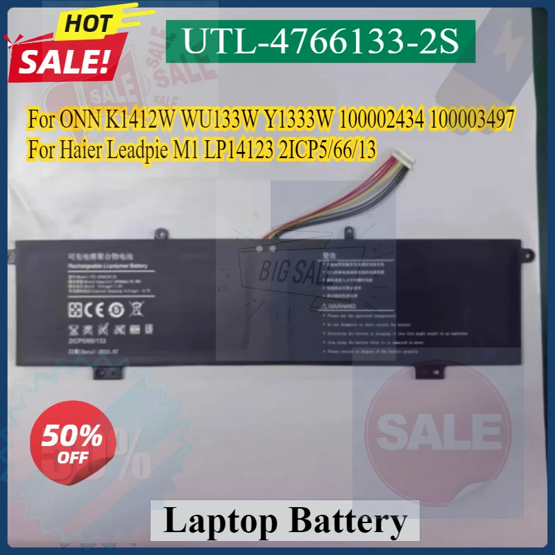 

UTL-4766133-2S Laptop Battery For ONN K1412W WU133W Y1333W 100002434 100003497 For Haier Leadpie M1 LP14123 2ICP5/66/13 5072300P