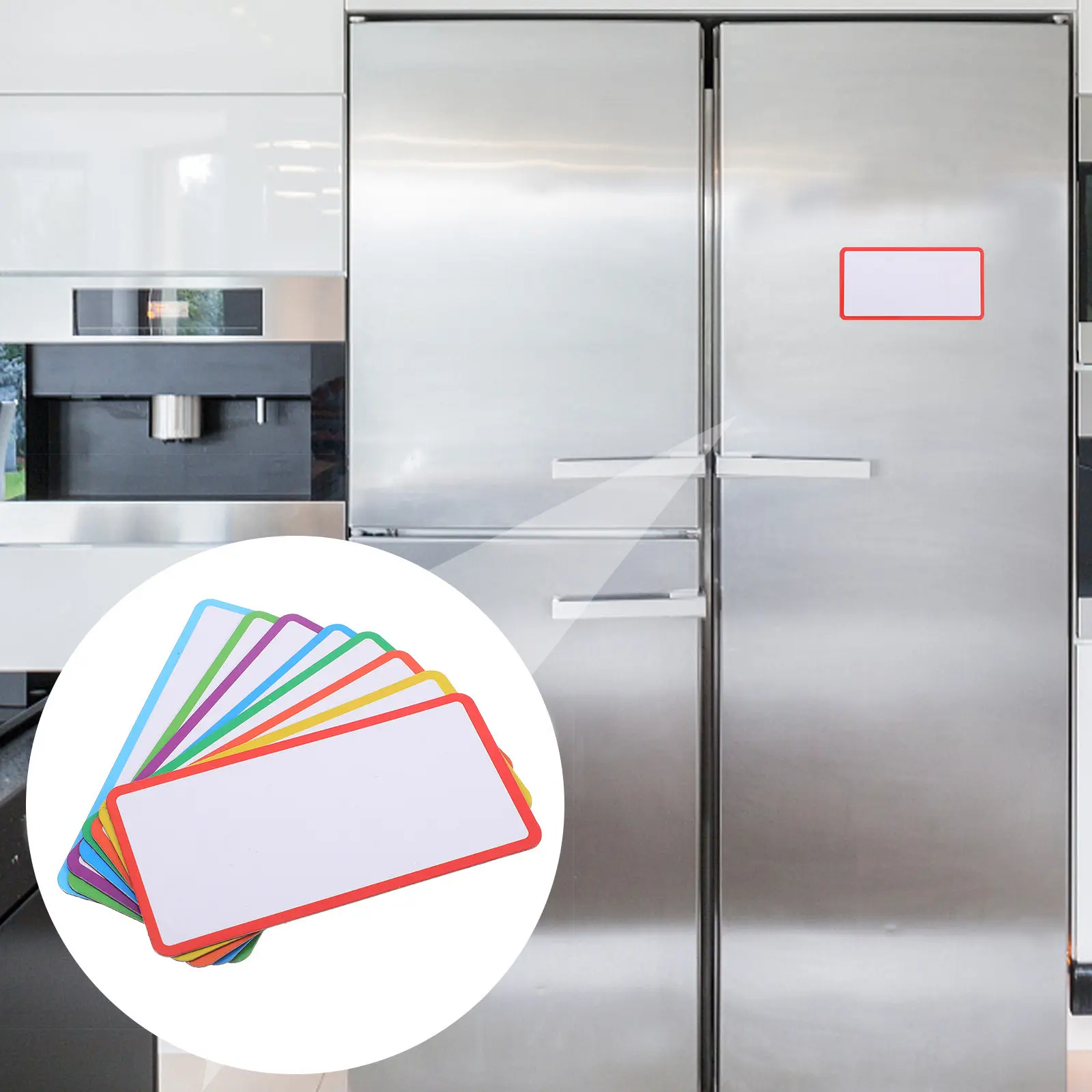 

48Pcs Reusable Magnetic Label Stickers Erasable Blackboard Finish Write on Name Plates for Fridge Locker Office Home Use