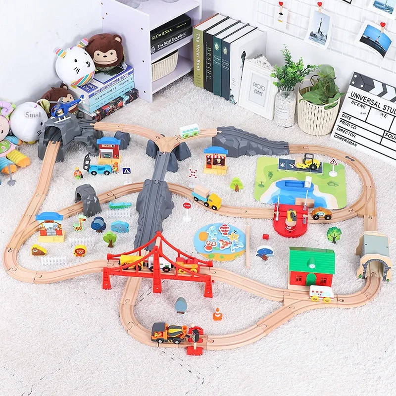 New Construction Site Dock Zoo Rail Train Set Children Educational Rail Car Toy Compatible with Wooden over three years old PD11