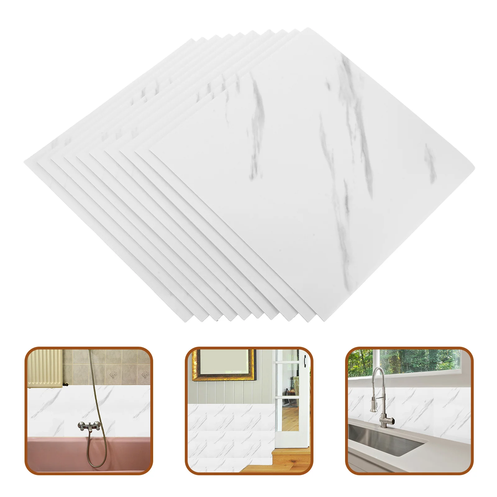 

10pcs Marble Look Peel Stick Wall Tiles Self-Adhesive Waterproof Kitchen Backsplash Bedroom Bathroom Living Room Covers