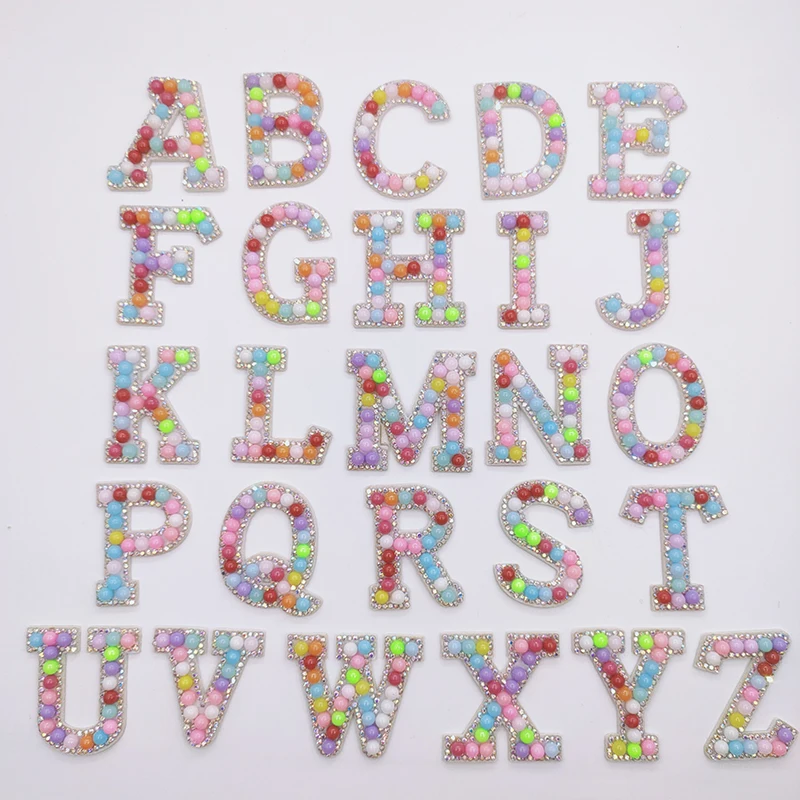 

26Pcs/Lot A-Z Colorful Bead English Letter Alphabet Sew On Patch Badge 3D Handmade Letters Patches Bag Jeans Applique