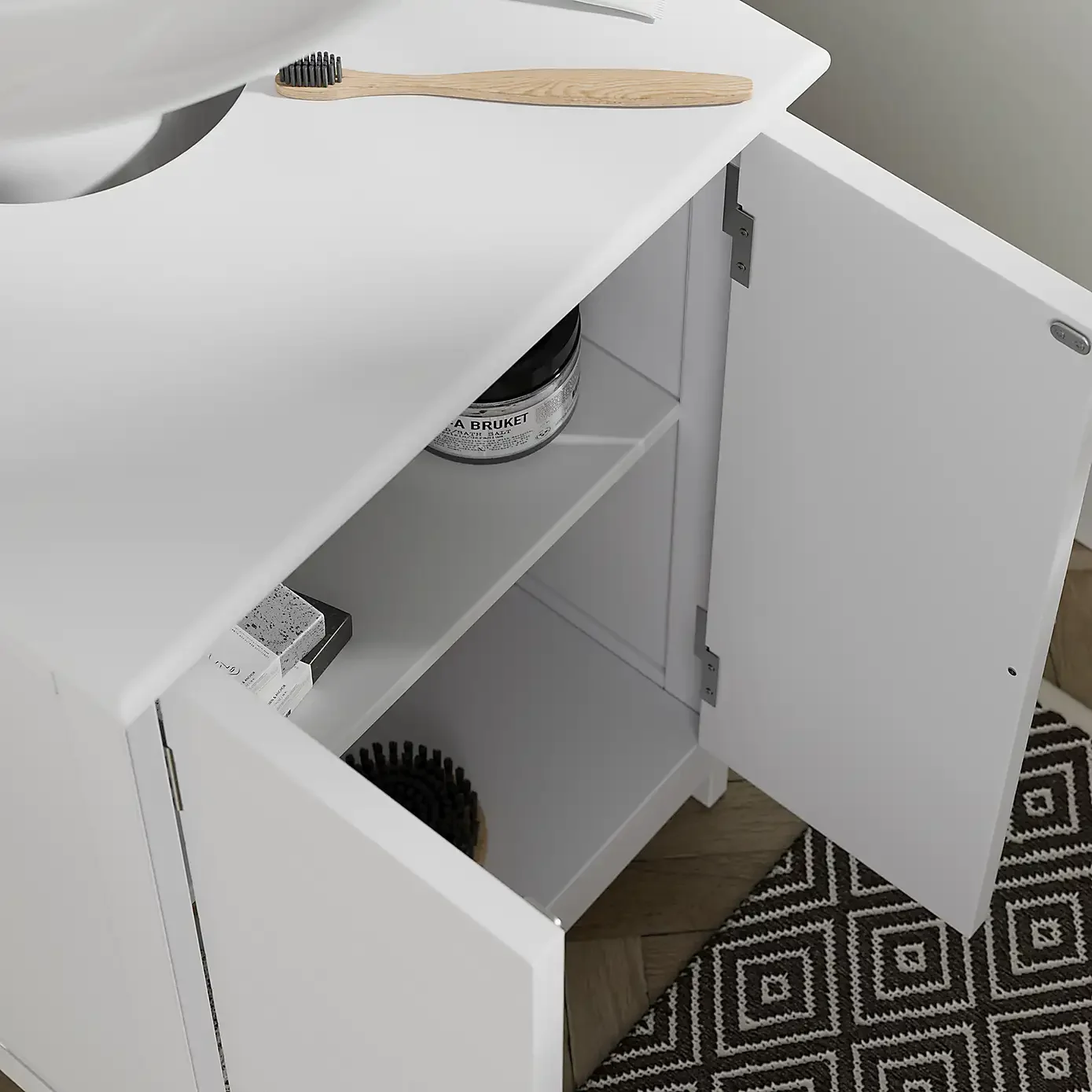 ！@Combohome Factory Customized Low Wooden Under Sink Cabinet with 2 Door Open Storage
