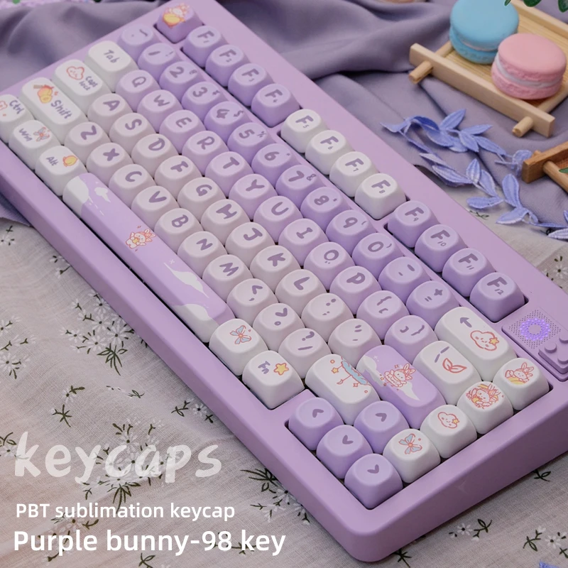 

Cute Keycaps 98 Keys (Without Keyboard ) PBT Keycaps Fits 61-87 Keys Hot Swap Mechanical Keyboard For DIY Customized