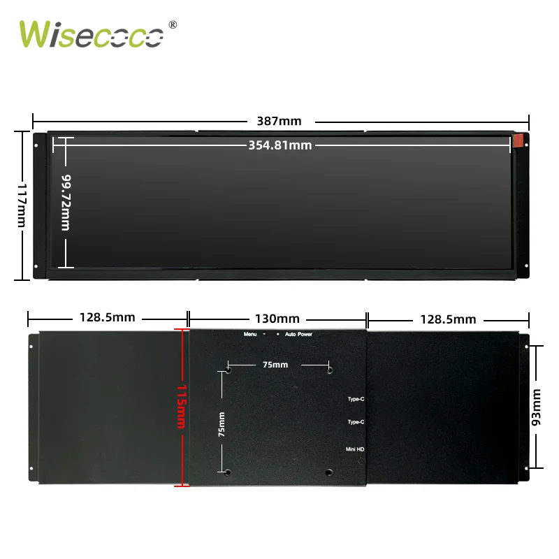 Wisecoco 14,5 Zoll 2,5 k 2560*720 tragbarer Touchscreen Computer Sekundär bildschirm für Laptop-Handy Auto GPS PS5 Xbox Spiel Display