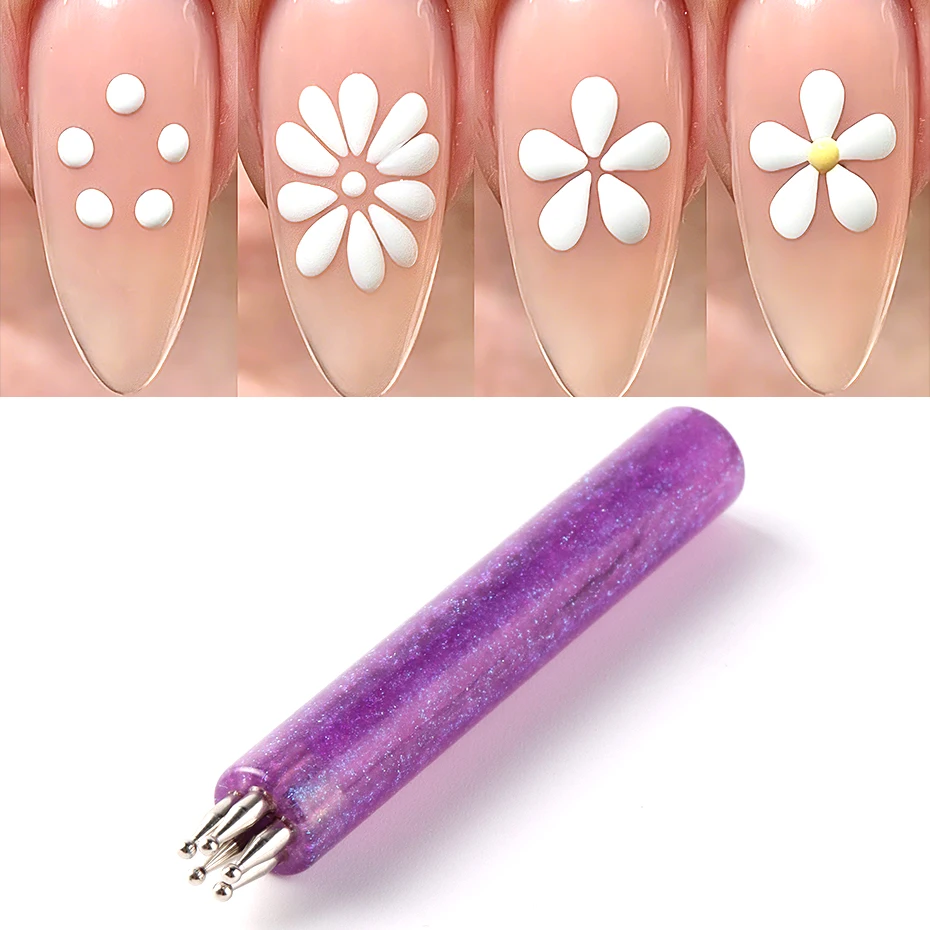 5-delige nagelkunst stippenpen met balletjesvormige stippenhulpmiddelen, 5 verschillende tips voor stippen, bloemen, mandala's, manicure, schilderen, nagelgereedschap