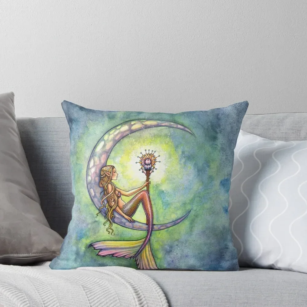 Mermaid Moon Mermaid Art by Molly Harrison Throw Pillow Luxury Sofa Cushions Pillow Cases pillow