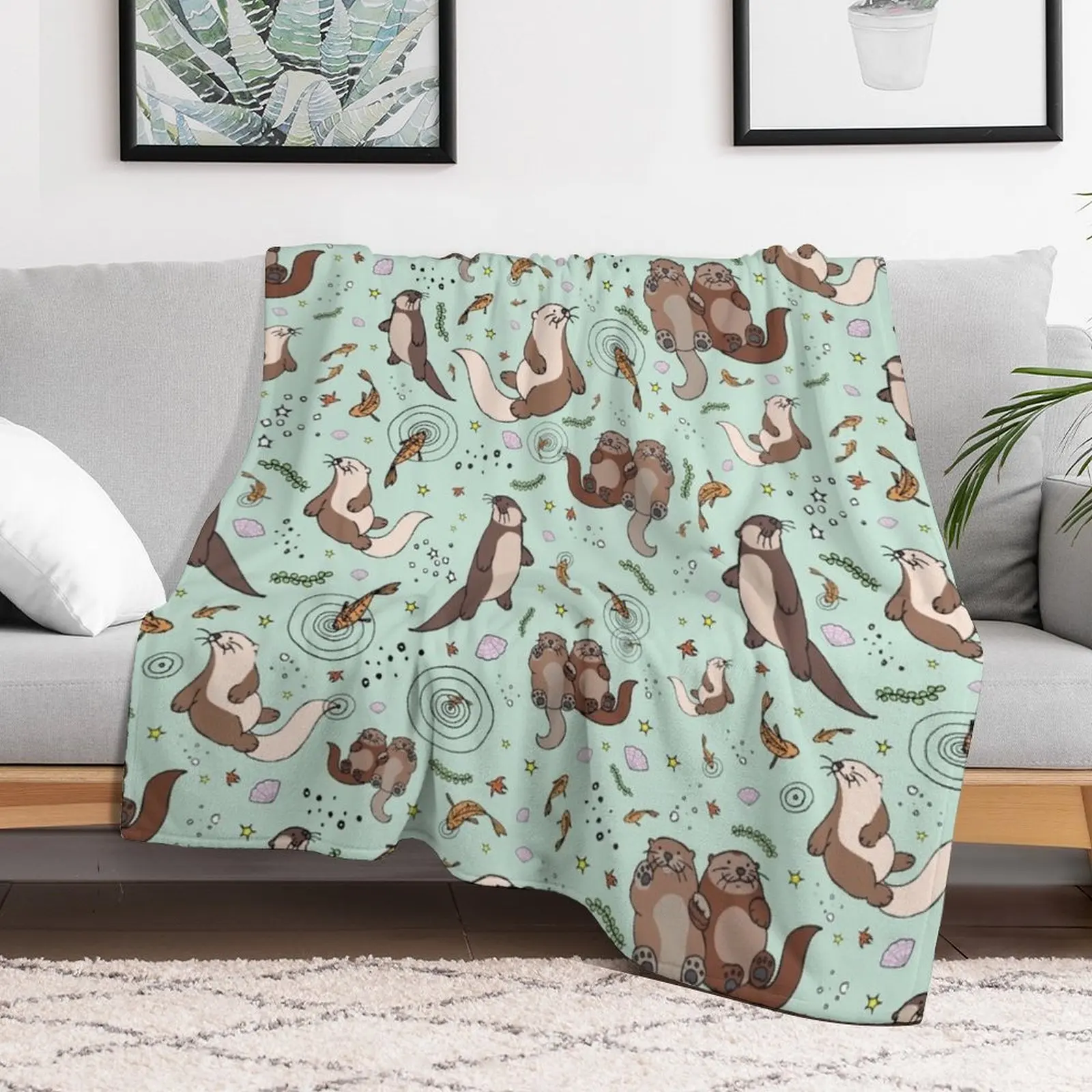 Sea Otters Throw Blanket Decorative Beds Beautifuls Blankets