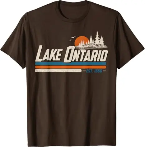 Ontariosee - Vintage Herren Damen 70er 80er Grafik Retro Lustiges T-Shirt Ontariosee Forever EST.1656 Weiches Baumwoll-T-Shirt Neuheit – Detail 11