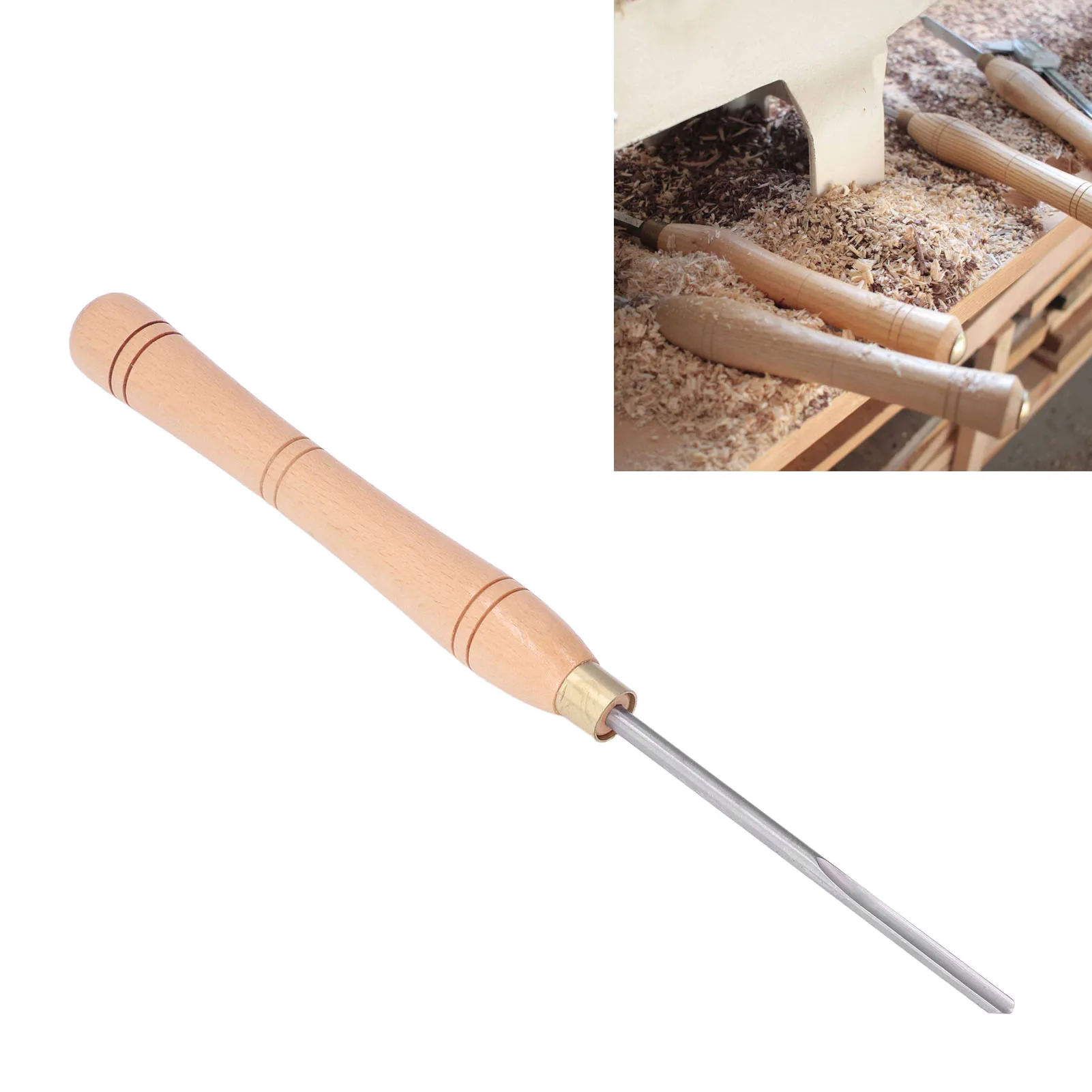 Chisel Turning Tool Wood Lathe Chisel Beach Handle HHS Small Inner Arc Blade Turning Tool for Woodworking