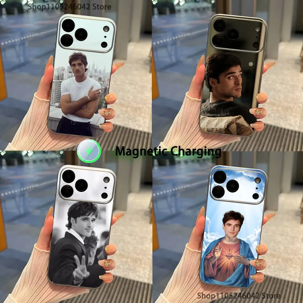 

Чехол J-Jacob E-Elordi для iPhone 17, 16, 15, 14, 13, 12, 11, Pro, Max, Plus с магнитной беспроводной зарядкой, прозрачный серый