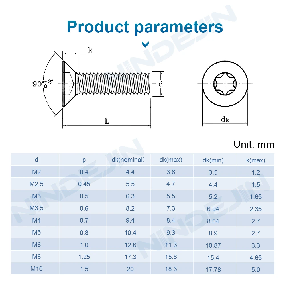 50 قطعة رئيس شقة توركس آلة المسمار M2 M2.5 M3 M4 10.9 الصف الأسود الصلب CSK رئيس البرقوق ستة الفص ستار المسمار