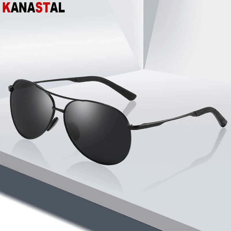 

Men Polarized Sunglasses UV400 Pilot Sun Glasses Day Night Driving Goggles Fishing Cycling Eyewear Metal Eyeglasses Frame