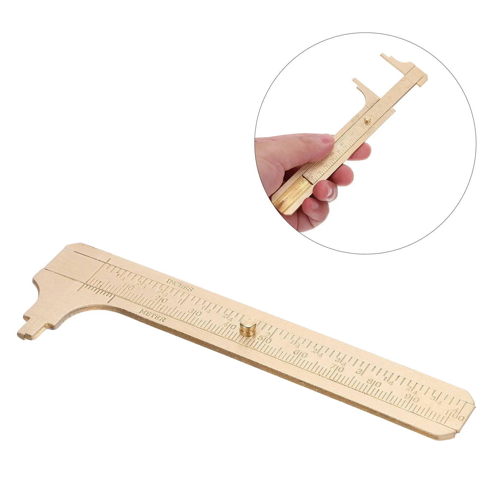 

Brass Caliper Elegant Dual Scale Sliding Pocket Caliper for Jewelry Craftsmanship Beadwork Precision Engineering Mini